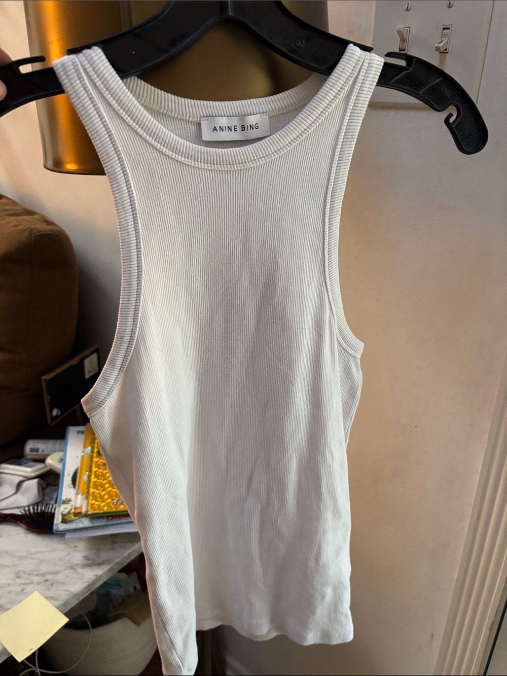 Anine Bing White Ribbed Racerback Tank - Picture 9 of 17